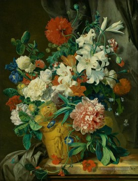 Stilleven a rencontré des Fowers de Bloemen dans le pot Jan van Huysum fleurs classiques Peinture à l'huile